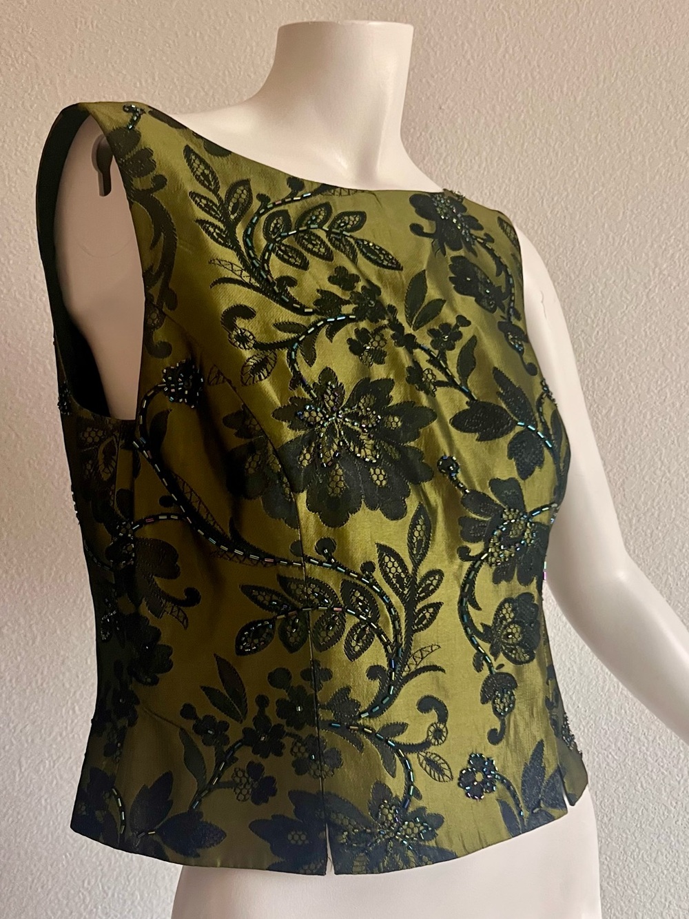 JS Collections Beaded Floral Top 10 Olive Black Whimsigoth Y2K V Back